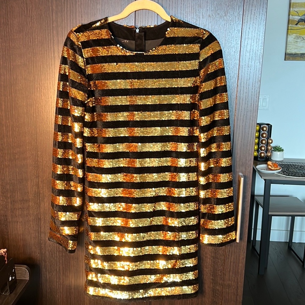 COPY - Sequin Bumblebee mini dress long sleeve